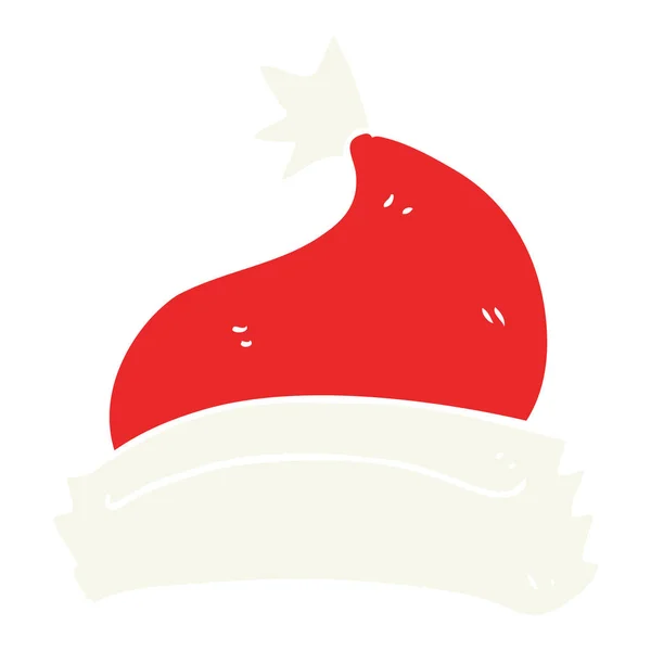 Plochý Barevný Obrázek Vánoční Čepice — Stockový vektor