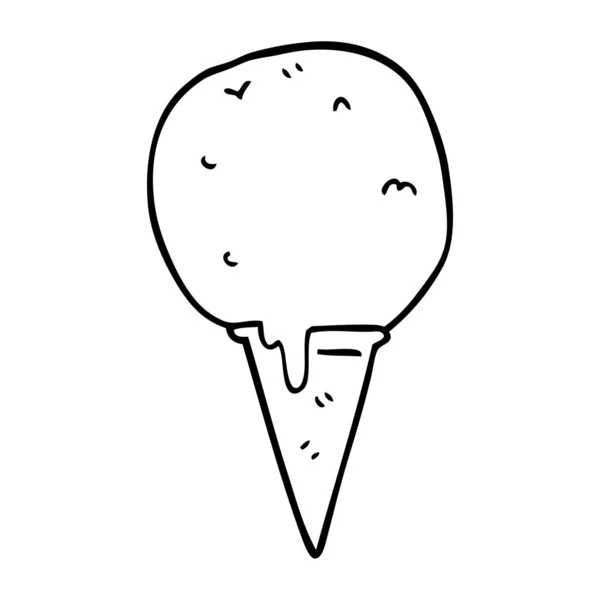 Kužel Zmrzliny Karikatura Kreslení Čar — Stockový vektor
