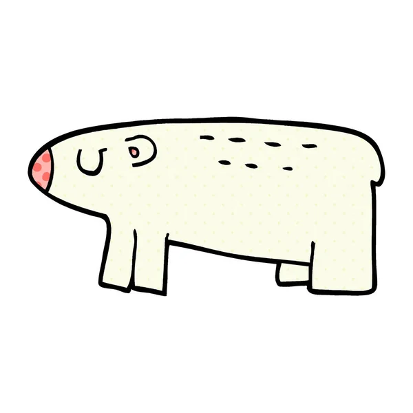 Dibujos Animados Doodle Polar Bear — Vector de stock