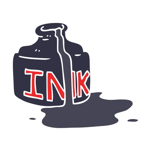 Cartoon Doodle Spilled Ink Bottle — Stock Vector