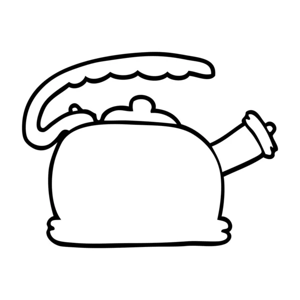 Line Drawing Cartoon Whistling Kettle — Stock Vector