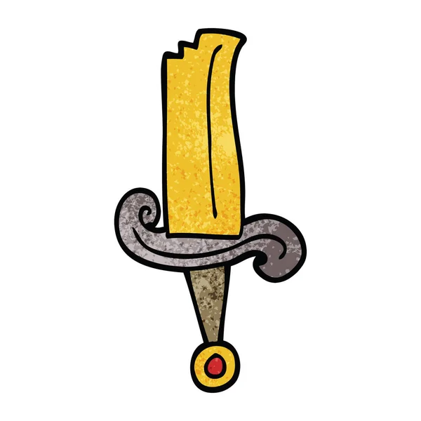 漫画落書き宝石で飾られた剣 — ストックベクタ