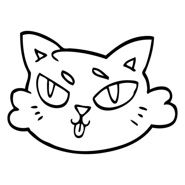 Line Drawing Cartoon Cats Face — Stock Vector