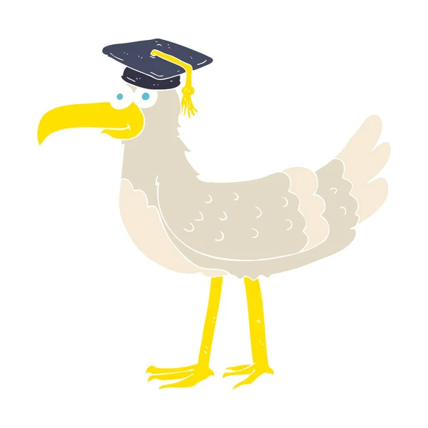 带研究生帽的海鸥平面彩色插图 — 图库矢量图片