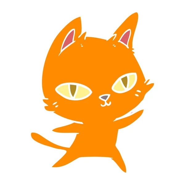 Plano Color Estilo Dibujos Animados Gato Mirando — Vector de stock