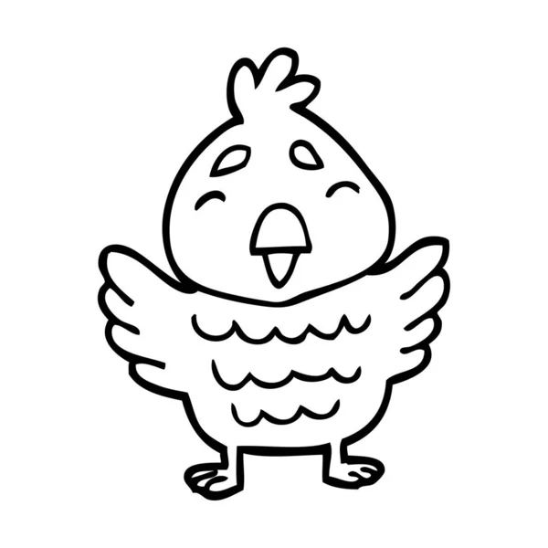 Línea Dibujo Dibujos Animados Azul Pájaro — Archivo Imágenes Vectoriales