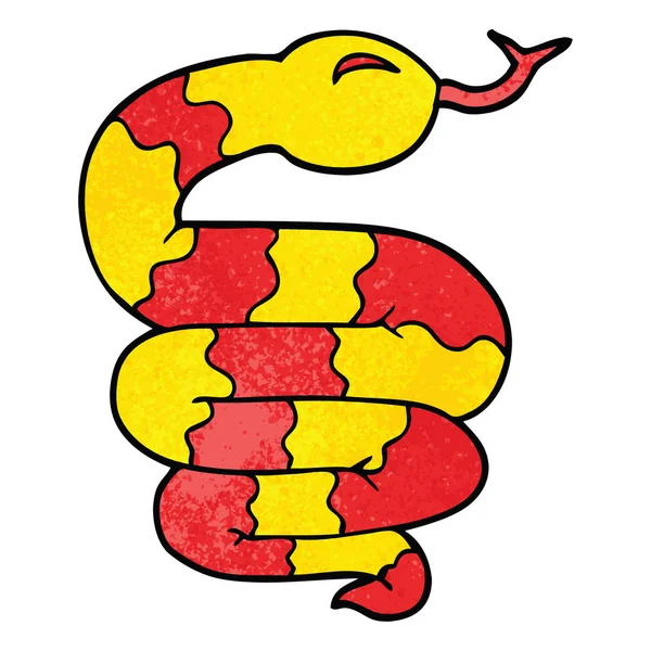 Desenho Animado Doodle Serpente Fundo Branco — Vetor de Stock