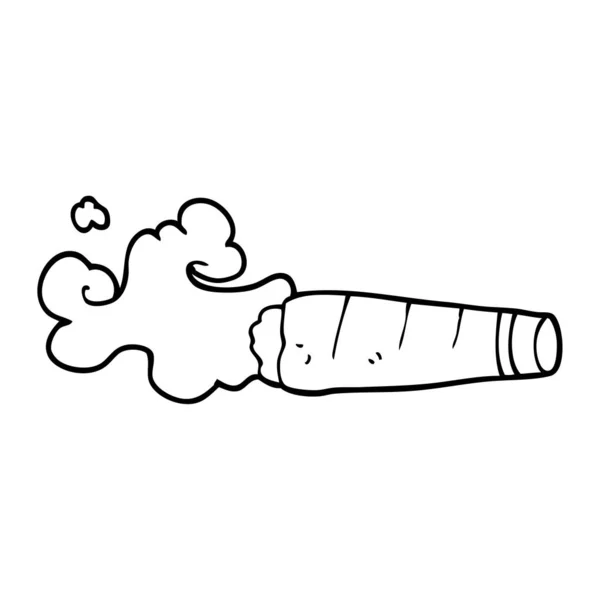 Línea Dibujo Dibujos Animados Fumar Cigarro — Vector de stock