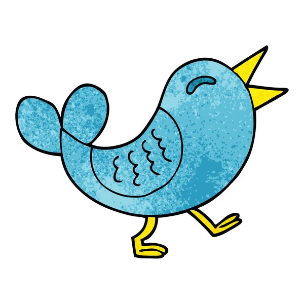 Cartoon Doodle Blauvogel Auf Weißem Hintergrund — Stockvektor