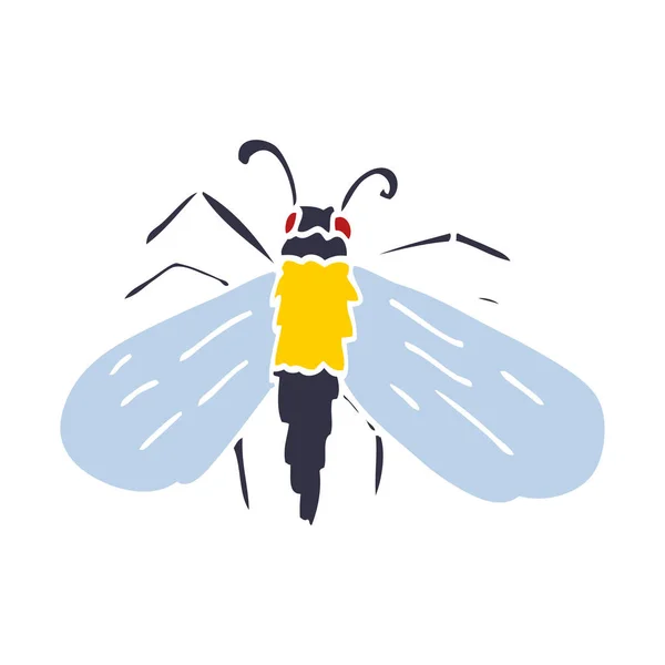 Kreslený Doodle Bee Ploché Ikony Izolovaných Bílém Pozadí Vektor Ilustrace — Stockový vektor