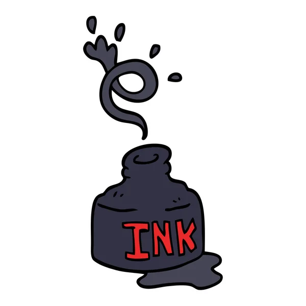 Cartoon Doodle Spilled Ink Bottle — Stock Vector