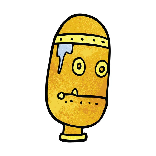 Dibujos Animados Doodle Retro Robot Cabeza — Vector de stock