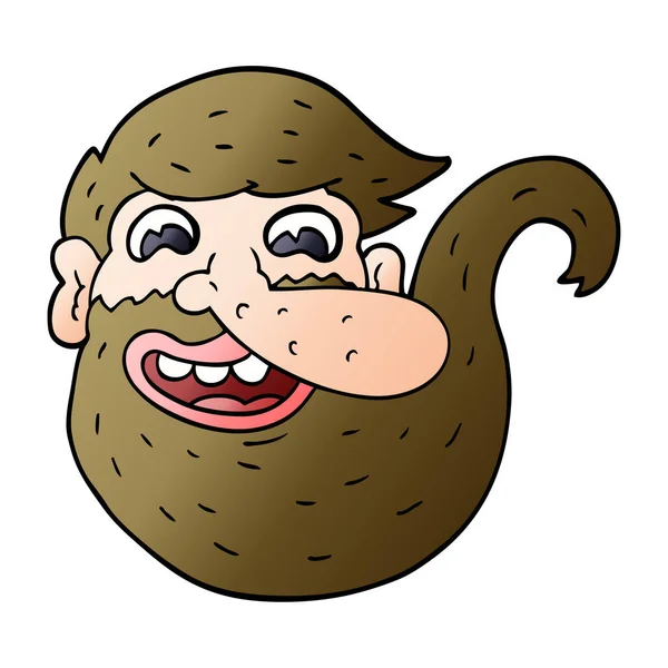 Barbudo Dibujos Animados Doodle Hombre — Vector de stock