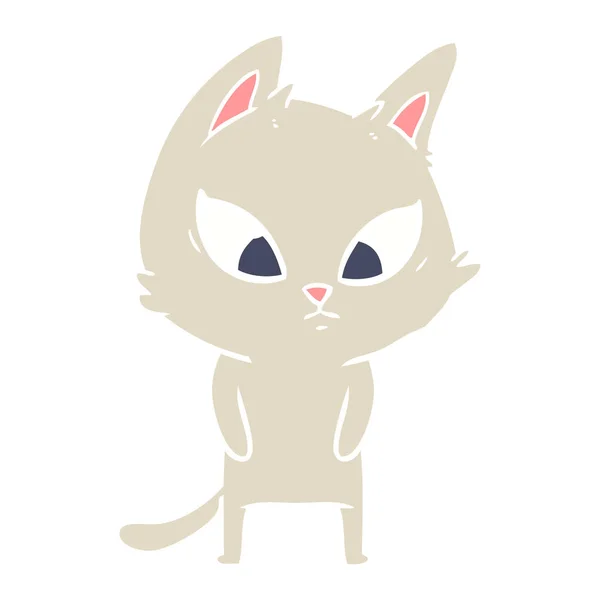 Couleur Plate Confuse Style Dessin Animé Chat — Image vectorielle