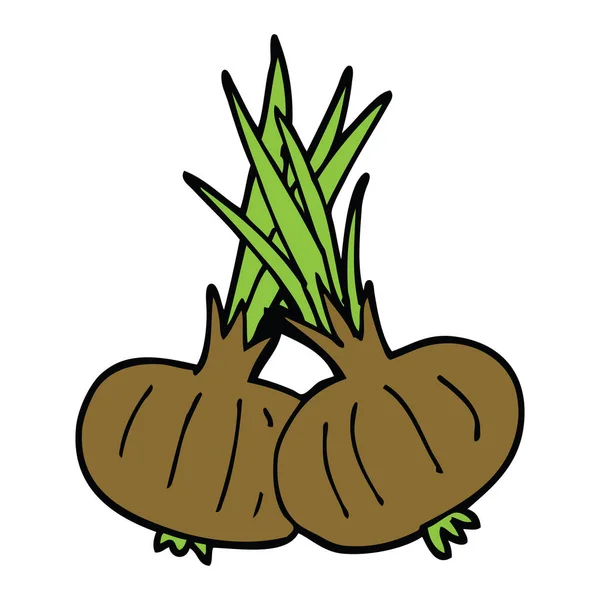 Desenho Animado Doodle Cebolas Marrons — Vetor de Stock