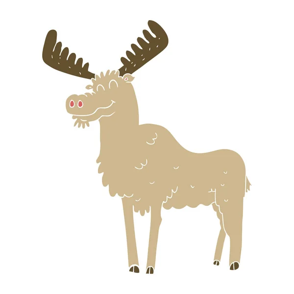 Flat Color Illustration Moose — Stock Vector