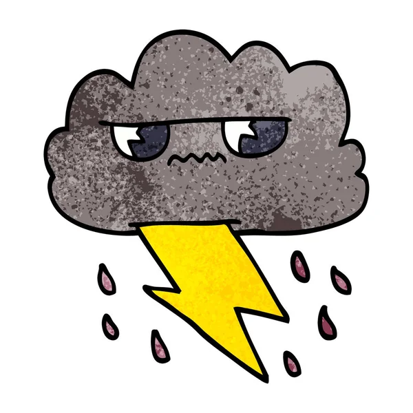 Desenho Animado Doodle Nuvem Tempestade Irritada —  Vetores de Stock