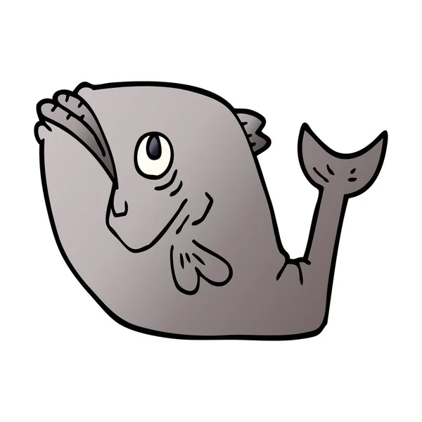 Divertido Dibujos Animados Garabato Pescado — Vector de stock