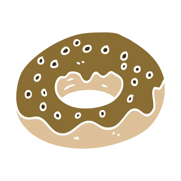 Dibujos Animados Doodle Chocolate Donut Recubierto — Vector de stock