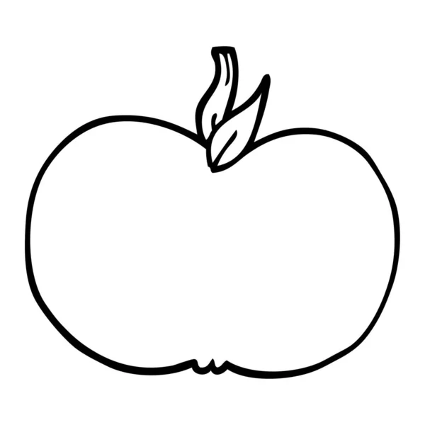 Dessin Ligne Dessin Animé Pomme Juteuse — Image vectorielle