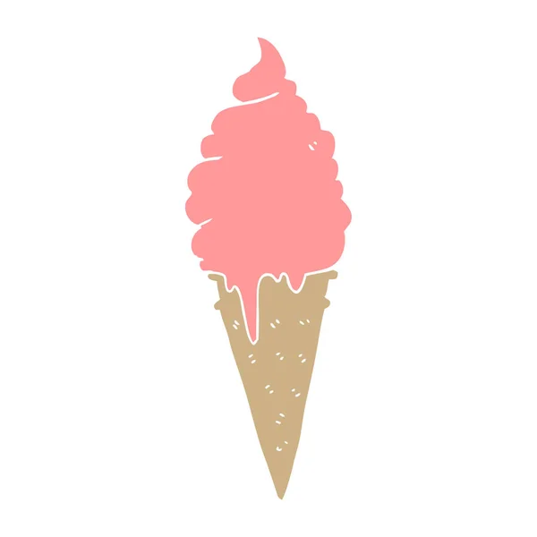 Flat Color Style Cartoon Ice Cream — Stock Vector