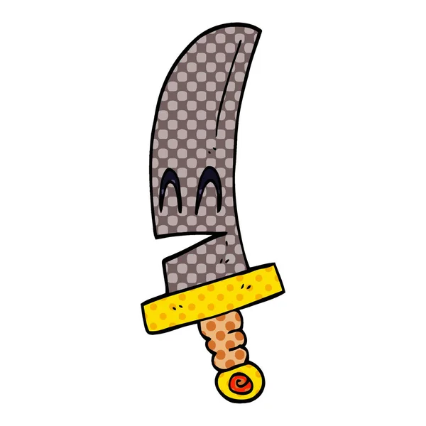 Cartoon Doodle Glücklich Magisches Schwert — Stockvektor