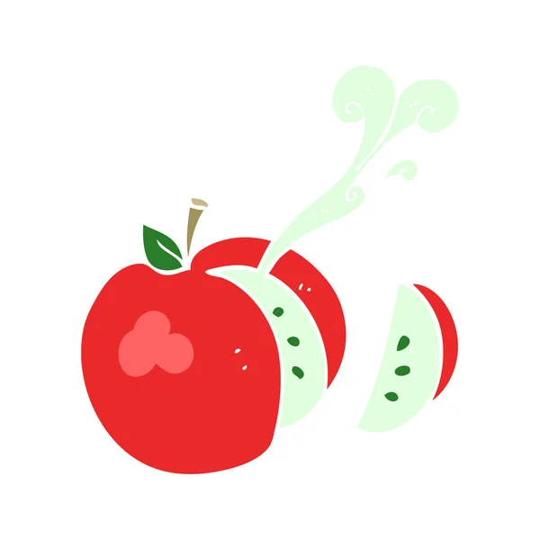 Ilustración Color Plano Manzana Rodajas — Vector de stock