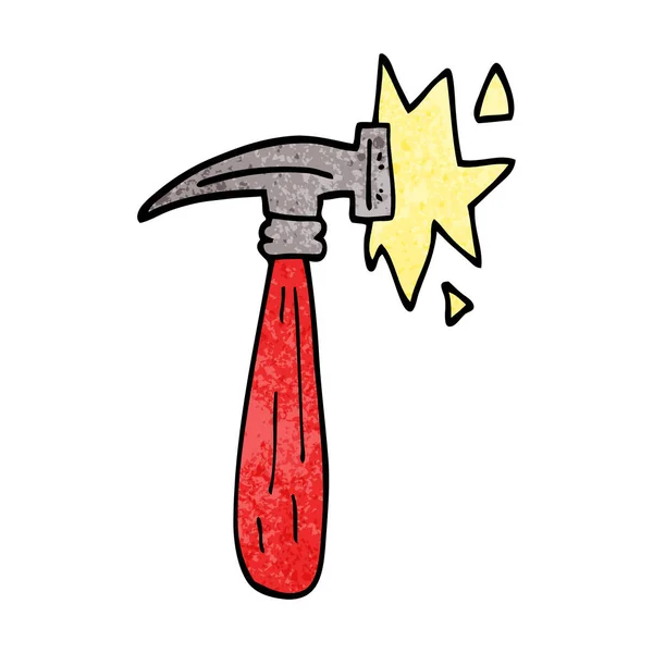 Cartoon Doodle Hammer Banging — Stock Vector