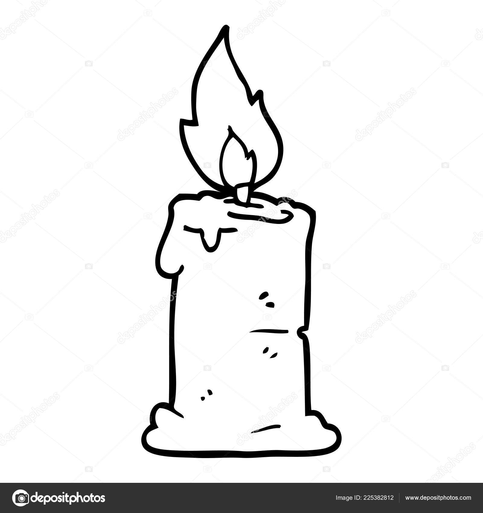Line Drawing Cartoon Lit Candle Stock Vector Image by ©lineartestpilot  #225382812