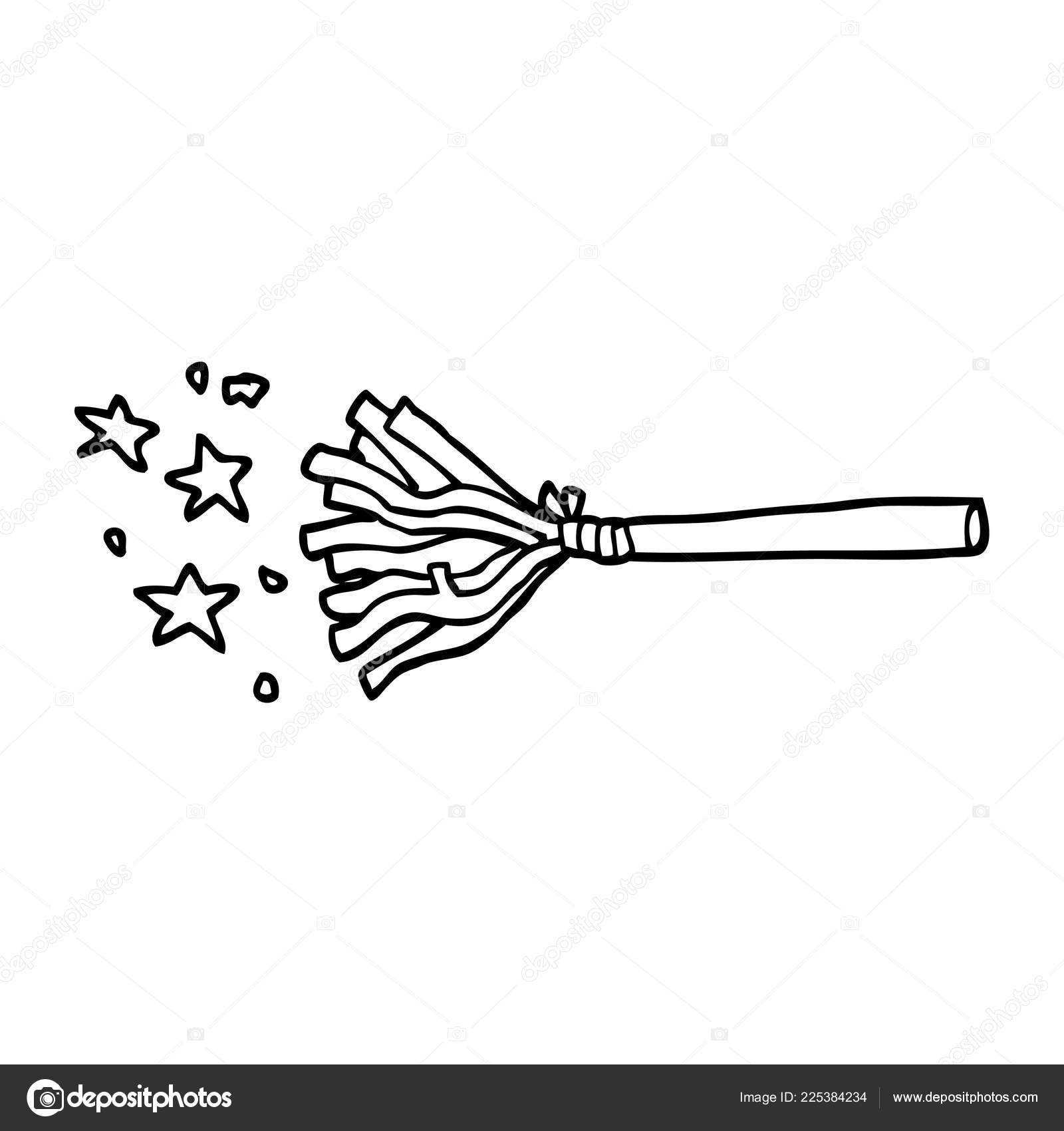 Line Drawing Cartoon Magic Broom Stock Vector Image by ©lineartestpilot