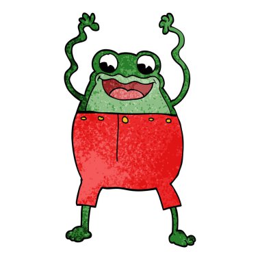 çizgi film doodle kurbağa beyaz arka plan üzerinde