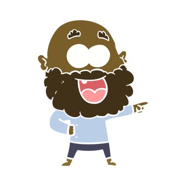 düz renk stil karikatür mutlu delinin sakallı