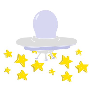 uçan daire düz renkli çizimi