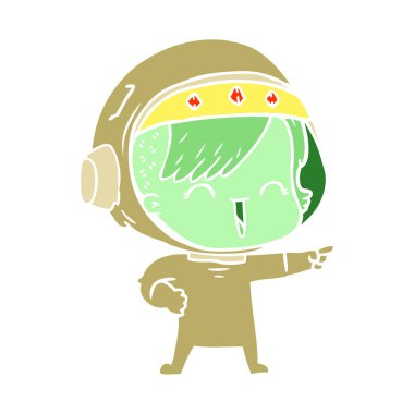 mutlu düz renk tarzı çizgi film alan kız