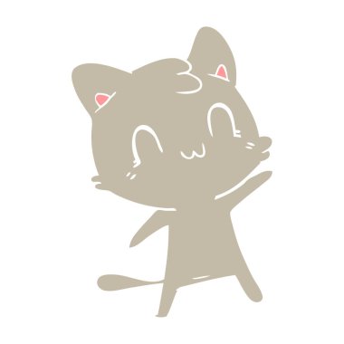 düz renk stil karikatür mutlu kedi