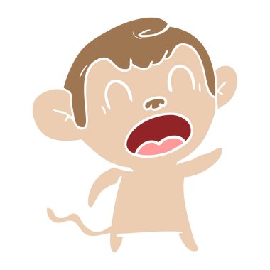 düz renk stil karikatür maymun bağırarak