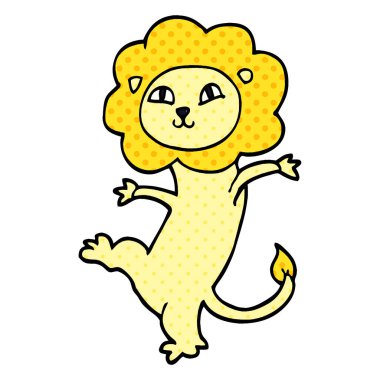 çizgi film doodle aslan vektör çizim 