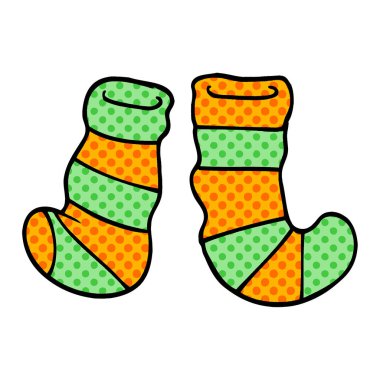 Doodle çorap karikatür, illüstrasyon vektör