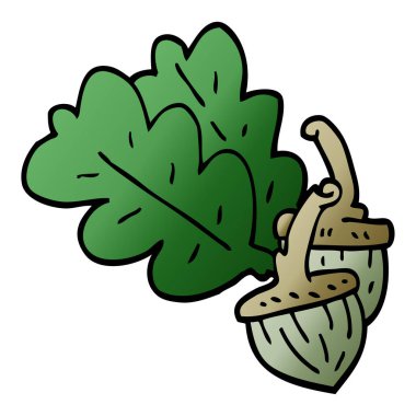 çizgi film beyaz arka plan üzerinde meşe palamudu doodle