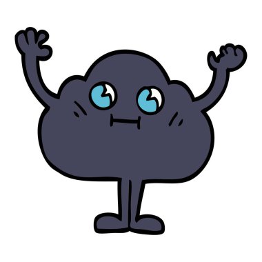 Doodle kara bulut karakter karikatür