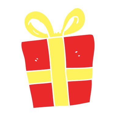 Noel hediyesi düz renkli çizimi