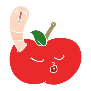 düz renk tarzı çizgi film solucan Apple