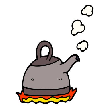 çizgi film doodle çaydanlık ocakta