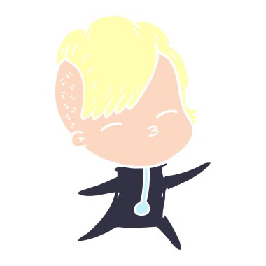 düz renk stil çizgi film kız şaşı