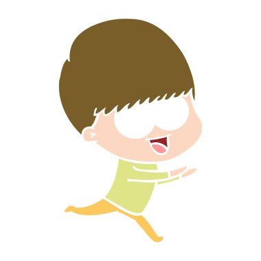 çalışan mutlu düz renk stil çizgi film erkek