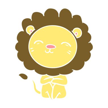 düz renk tarzı çizgi film aslan