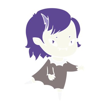 düz renk tarzı çizgi film dostu vampir kız