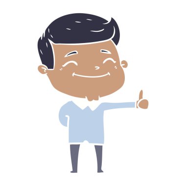 mutlu düz renk tarzı çizgi film adam