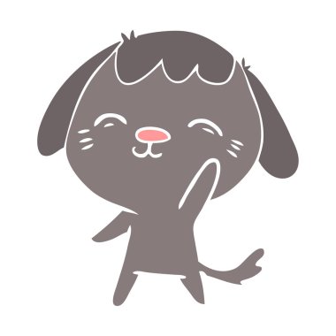 mutlu düz renk stil karikatür köpek