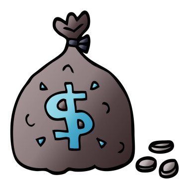 çizgi film doodle dolar torba